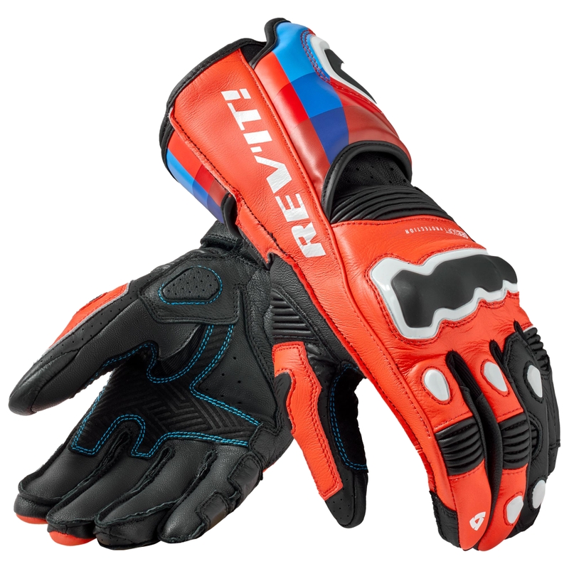 Motocikla cimdi Revit Quantum 3 fluo sarkani-zils