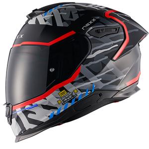 NEXX Y.100R Urbangram melni-sarkana integrālā motocikla ķivere