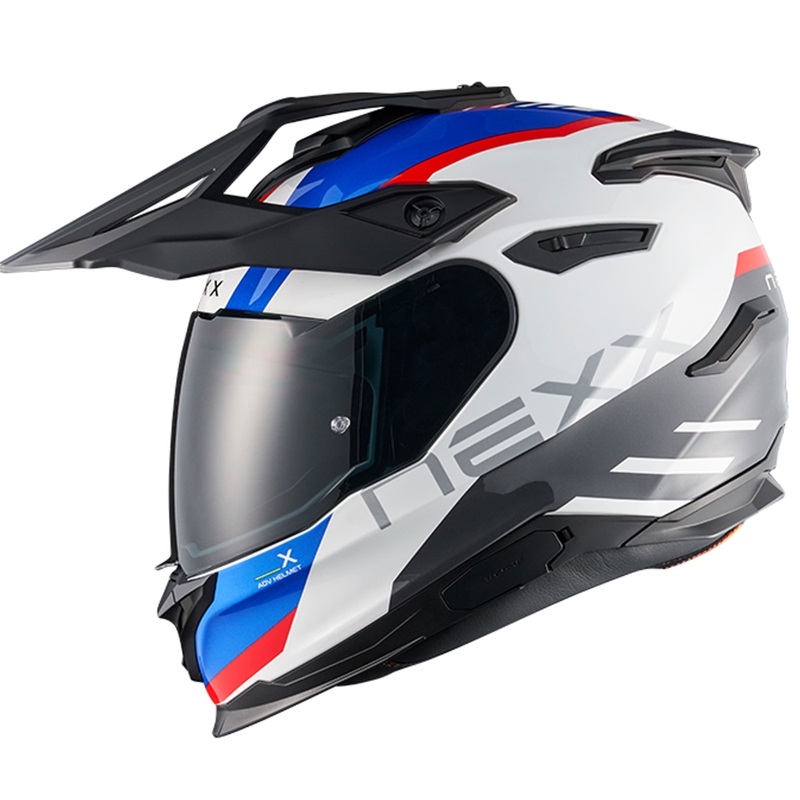 Enduro moto ķivere NEXX Y.TRAVL Quest balta-zilā-sarkana