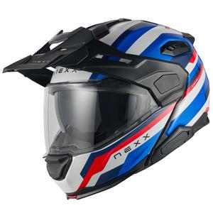 Nexx X.Lifecountry Westbound zili-sarkana flip-up motociklu ķivere