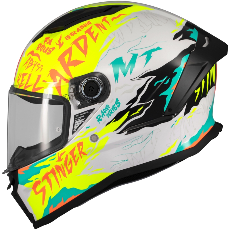 MT Stinger 2 Ardent integrālā moto ķivere balta-dzeltena