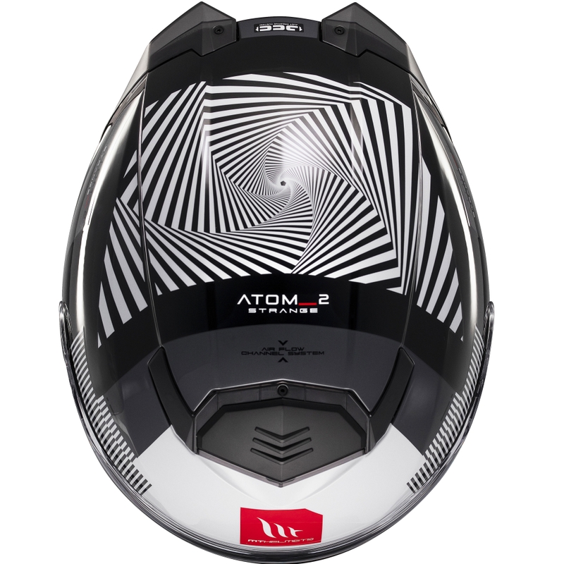MT Atom 2 SV Strange melnā-baltā-pelēkā krāsā atvāžamā moto ķivere