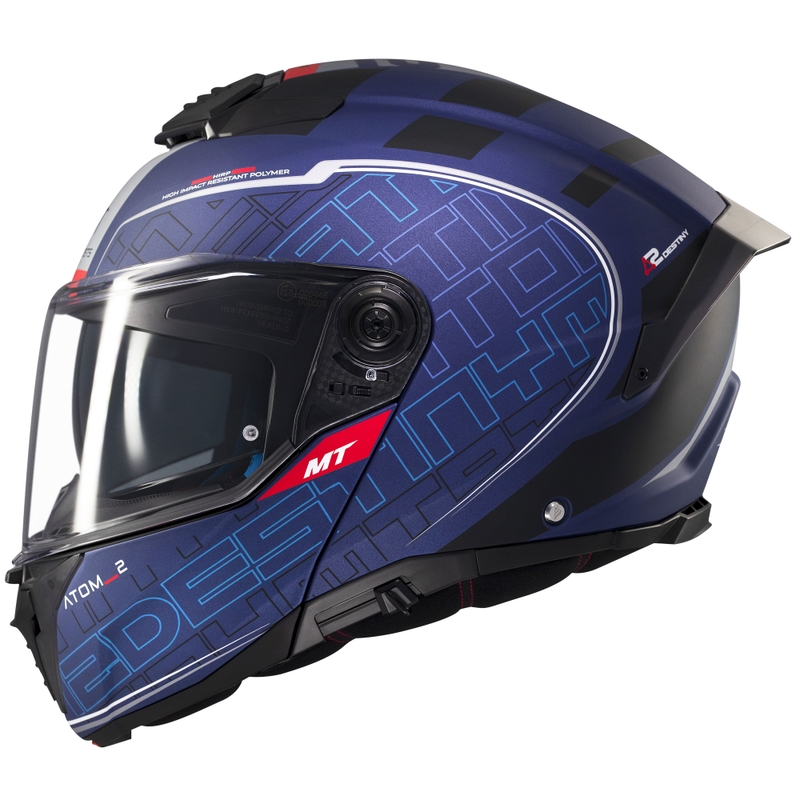 MT Atom 2 SV Destiny flip-up motociklu ķivere matēti zili melna melna