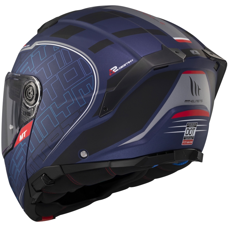 MT Atom 2 SV Destiny flip-up motociklu ķivere matēti zili melna melna