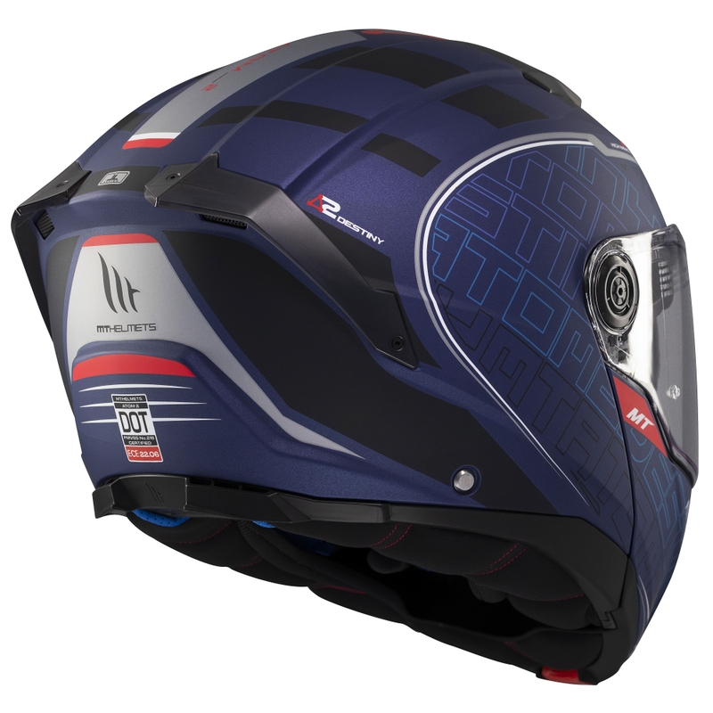 MT Atom 2 SV Destiny flip-up motociklu ķivere matēti zili melna melna