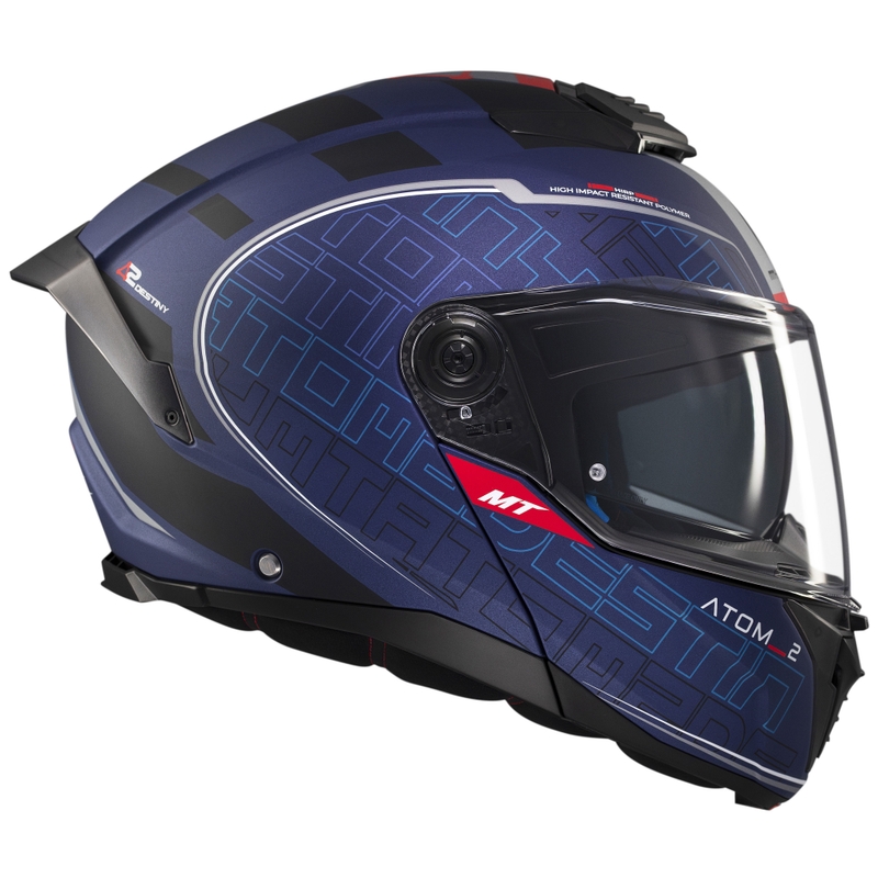 MT Atom 2 SV Destiny flip-up motociklu ķivere matēti zili melna melna