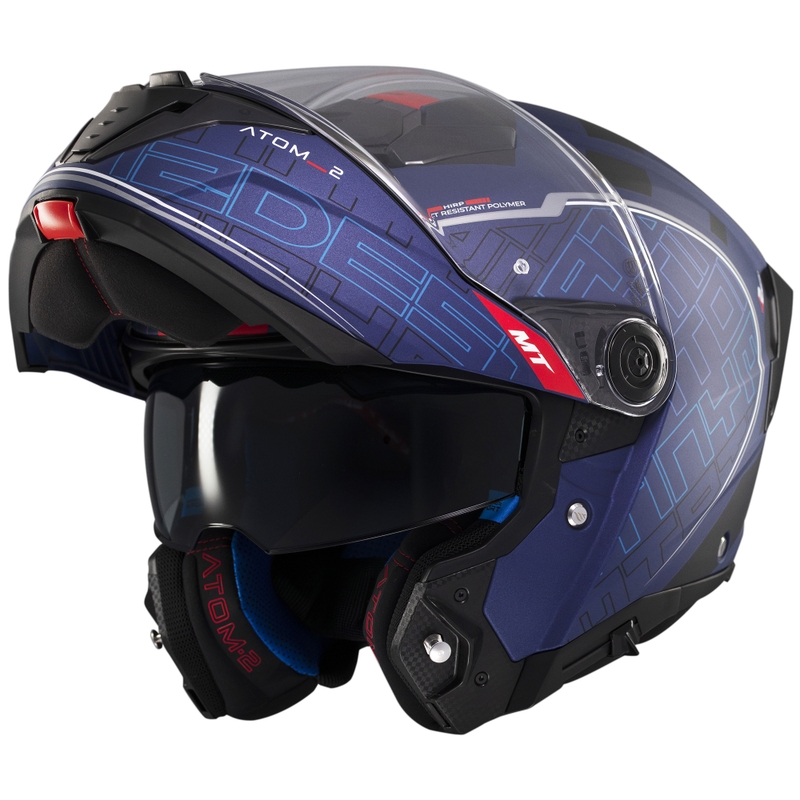 MT Atom 2 SV Destiny flip-up motociklu ķivere matēti zili melna melna