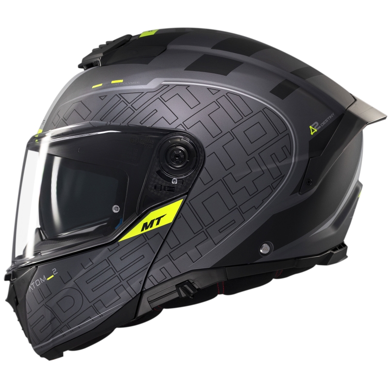 MT Atom 2 SV Destiny flip-up motociklu ķivere matēta, melna, pelēka