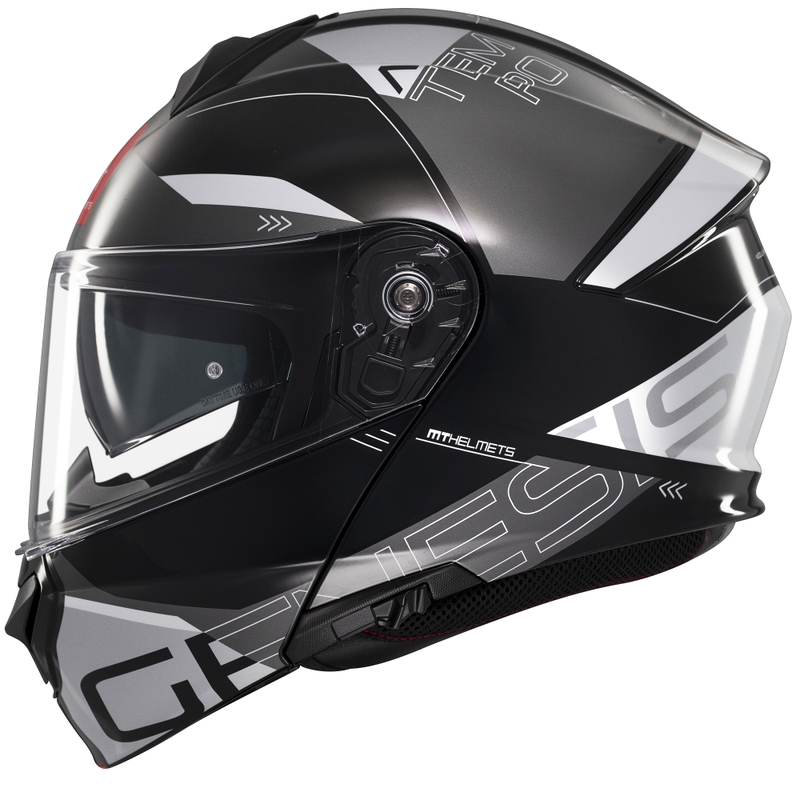 MT Genesis SV Atempo melni pelēka flip-up motocikla ķivere
