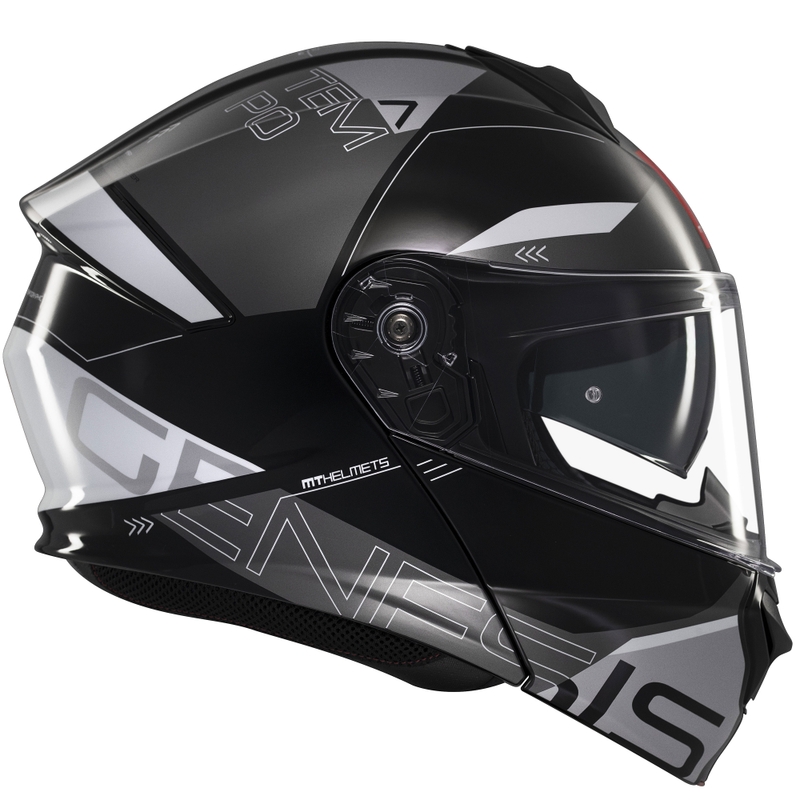 MT Genesis SV Atempo melni pelēka flip-up motocikla ķivere