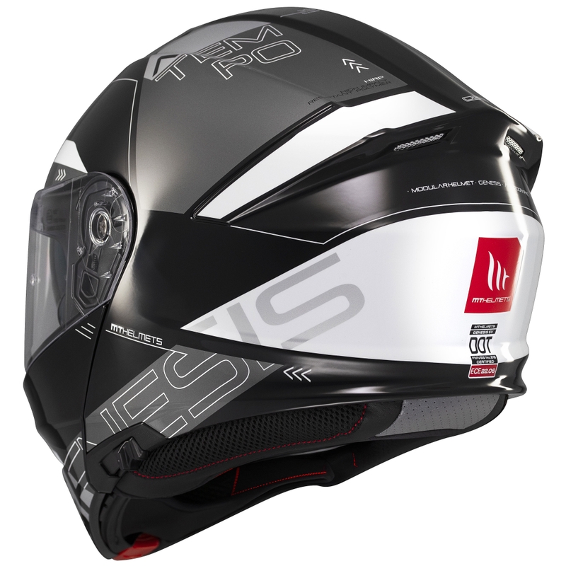 MT Genesis SV Atempo melni pelēka flip-up motocikla ķivere