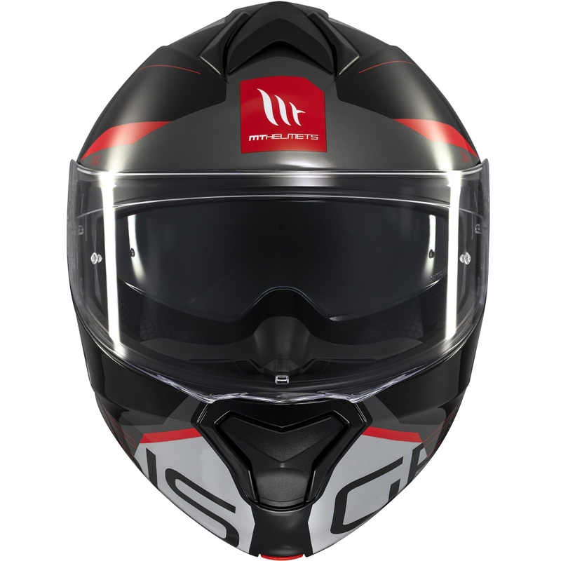 MT Genesis SV Atempo melni-pelēki-sarkana flip-up motocikla ķivere