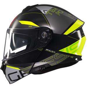 MT Genesis SV Atempo melns-pelēks-fluo dzeltens flip-up moto ķivere