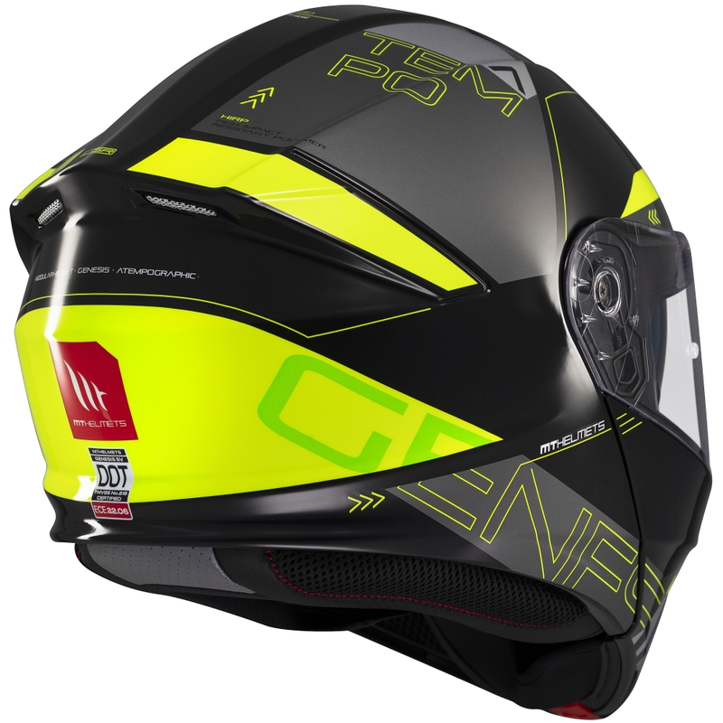 MT Genesis SV Atempo melns-pelēks-fluo dzeltens flip-up moto ķivere