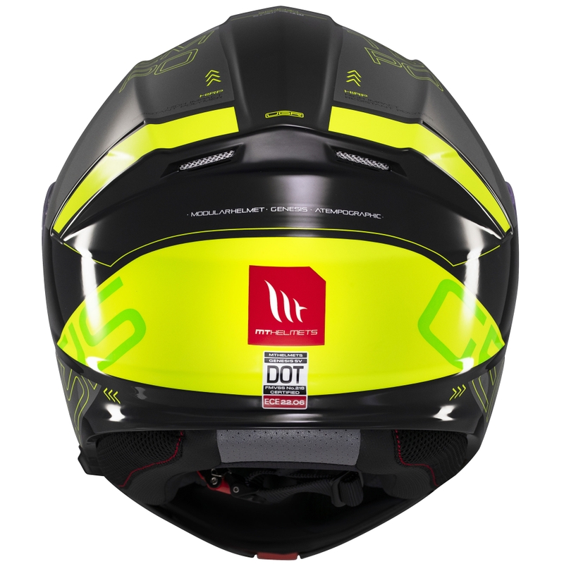 MT Genesis SV Atempo melns-pelēks-fluo dzeltens flip-up moto ķivere