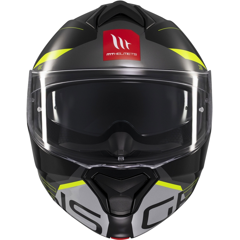 MT Genesis SV Atempo melns-pelēks-fluo dzeltens flip-up moto ķivere