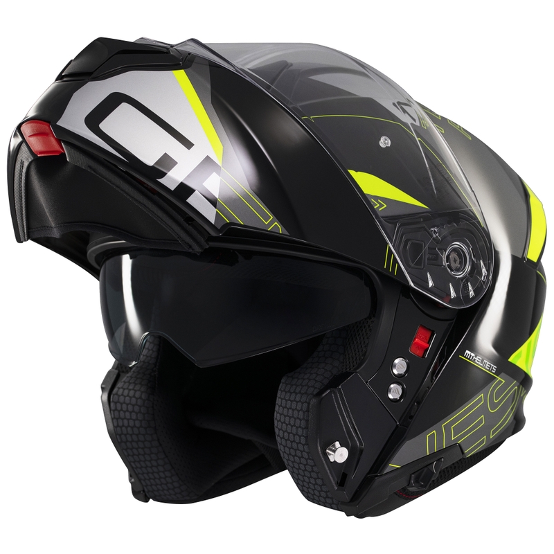 MT Genesis SV Atempo melns-pelēks-fluo dzeltens flip-up moto ķivere