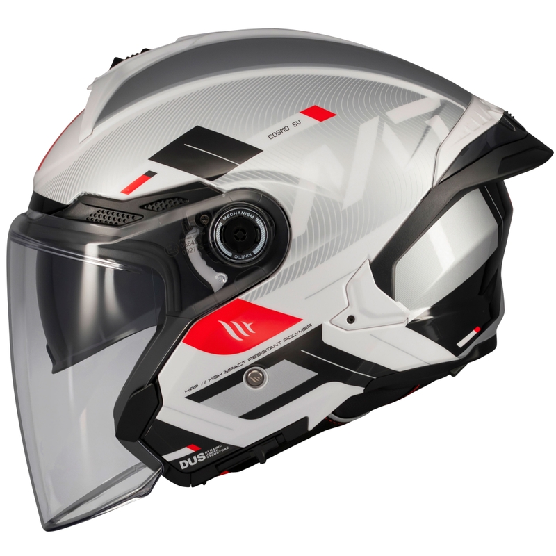 MT Cosmo SV Silence atvērtā moto ķivere balta-pelēka