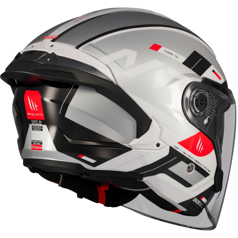 MT Cosmo SV Silence atvērtā moto ķivere balta-pelēka