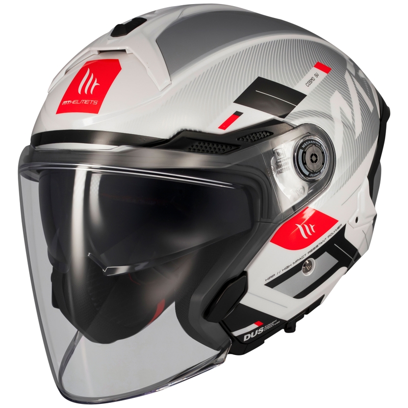 MT Cosmo SV Silence atvērtā moto ķivere balta-pelēka