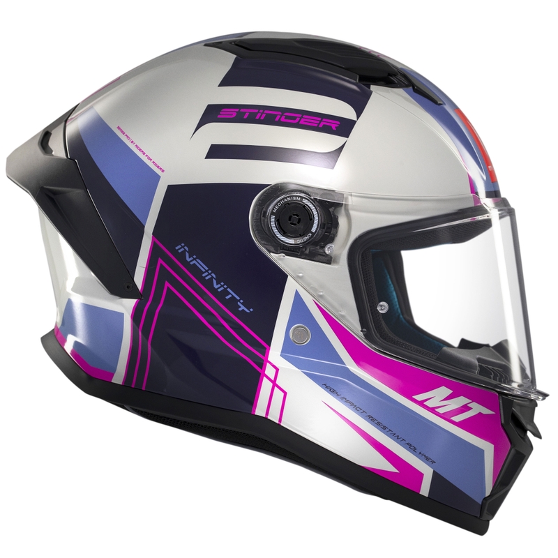 MT Stinger 2 Tron integrālā moto ķivere pelēka-violeti-rozā krāsā