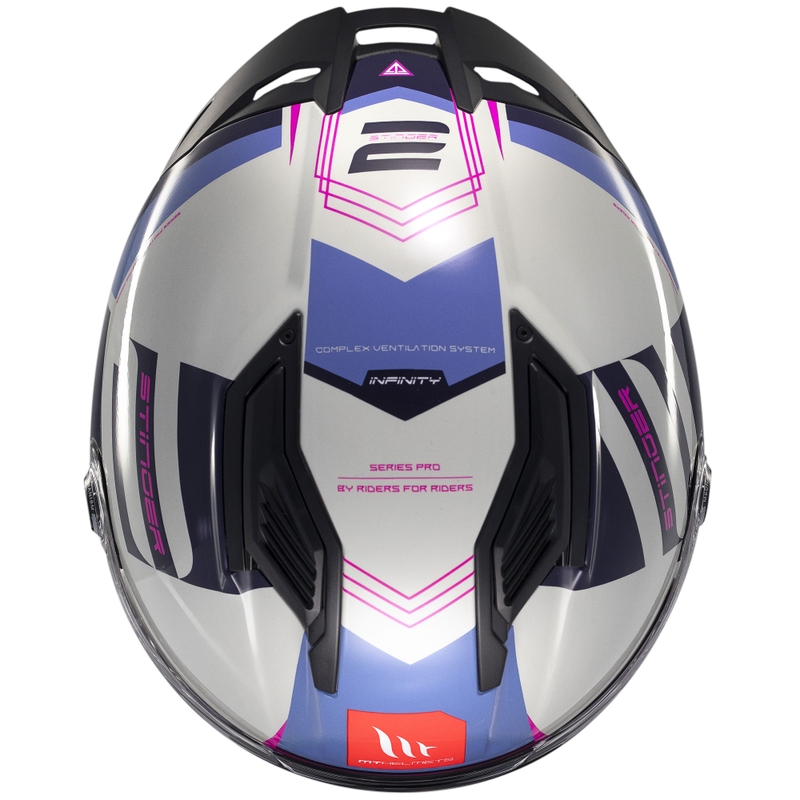 MT Stinger 2 Tron integrālā moto ķivere pelēka-violeti-rozā krāsā