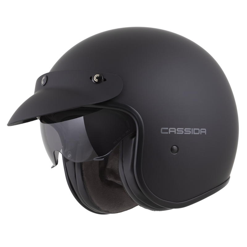 Cassida Oxygen 2.0 Solid Matte Black-Dark Grey Open motocikla ķivere