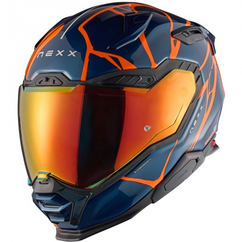 Integrālā motocikla ķivere Nexx X.WST3 B-Side zili oranžā krāsā