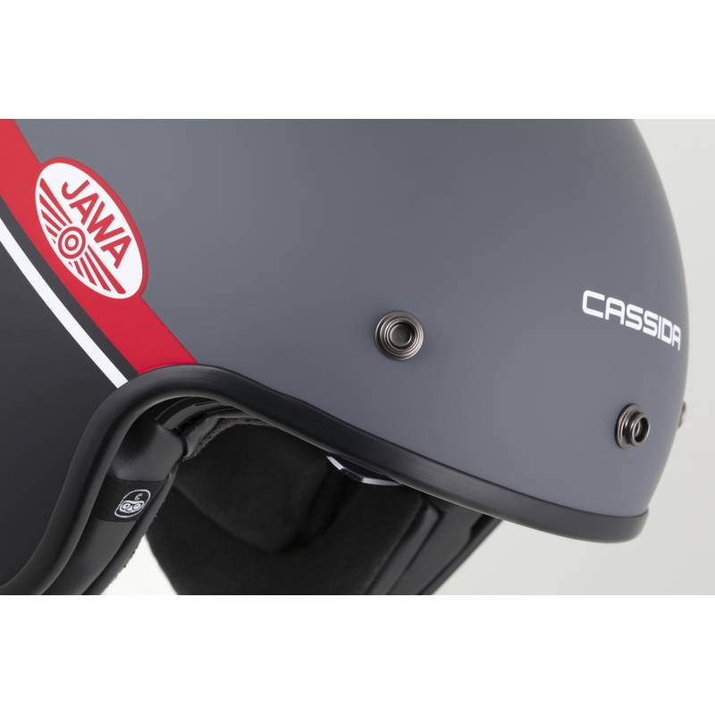 Atvērtā moto ķivere Cassida Oxygen 2.0 Jawa OHC matēta pelēk-arkanā-melnā-baltā krāsā
