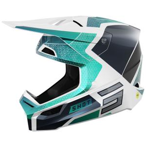 Motokrosa ķivere Shot Race Phaser pearl black-turquoise-white