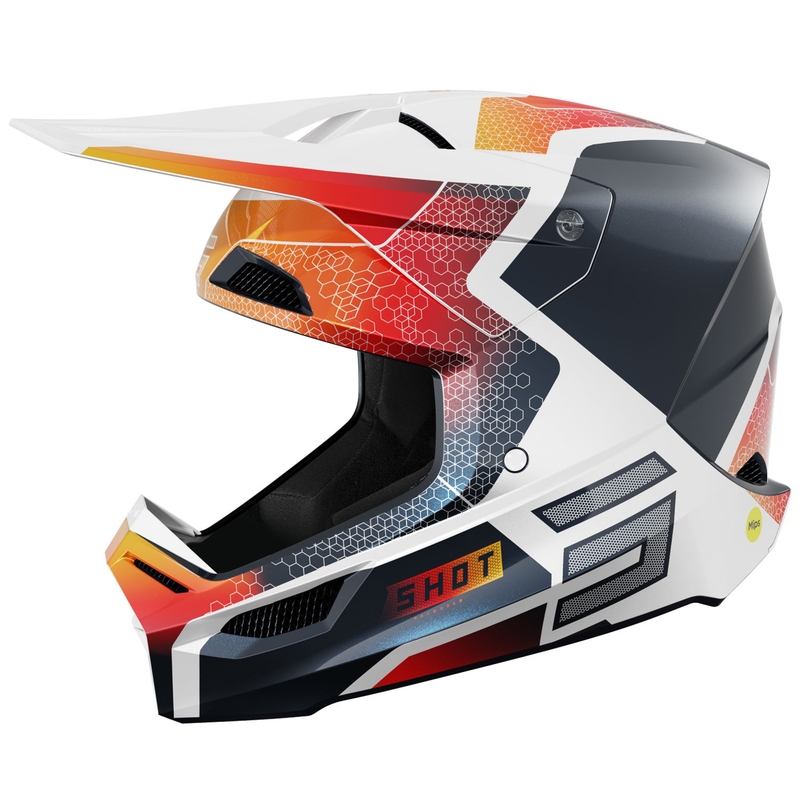 Motokrosa ķivere Shot Race Phaser pearl blue-white-orange