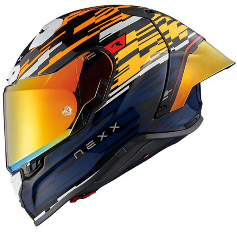 Integrēta motocikla ķivere Nexx X.R3R Glitch Racer oranži-zils izpārdošana