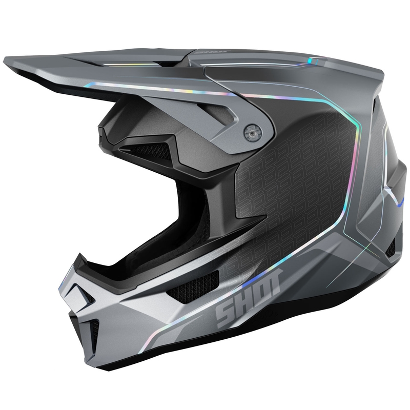 Motokrosa ķivere Shot Lite Challenger pearl grey hologrāfiska