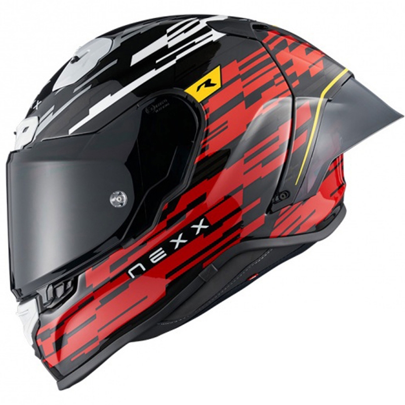 Integrēta motocikla ķivere Nexx X.R3R Glitch Racer sarkanā un baltā krāsā izpārdošana