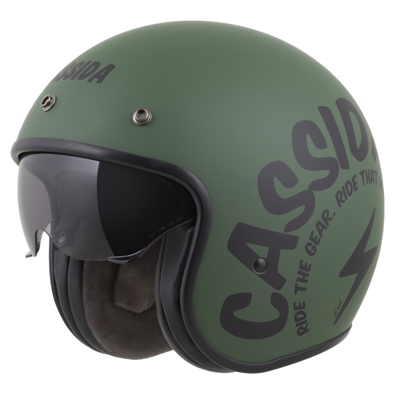 Cassida Oxygen 2.0 Gear atvērtā moto ķivere matēti zaļgani melna