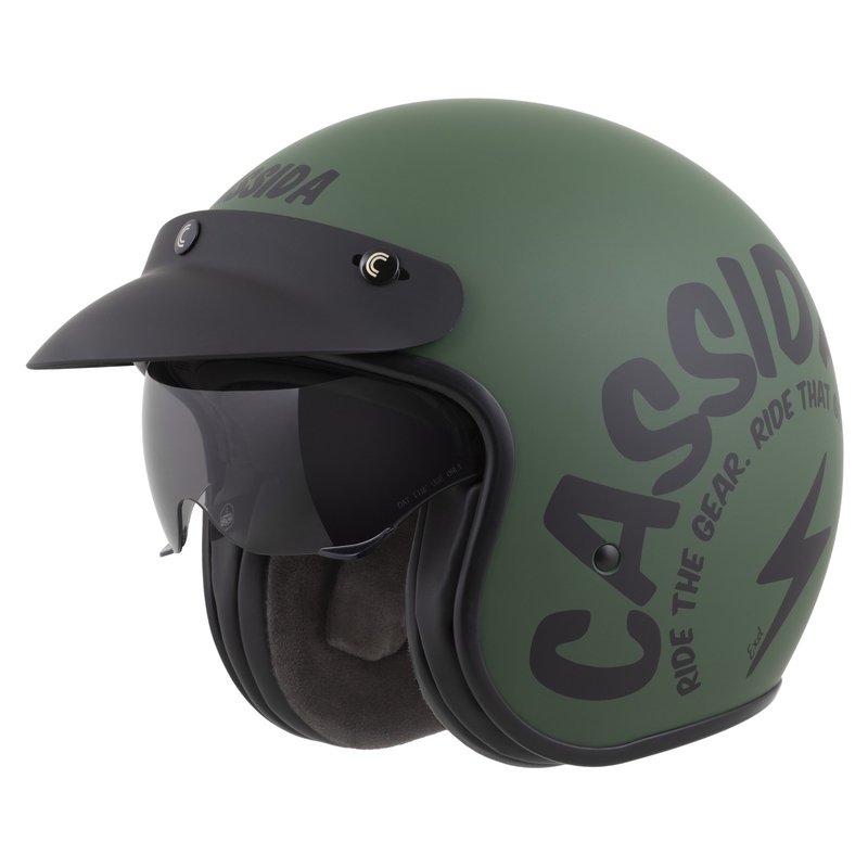 Cassida Oxygen 2.0 Gear atvērtā moto ķivere matēti zaļgani melna