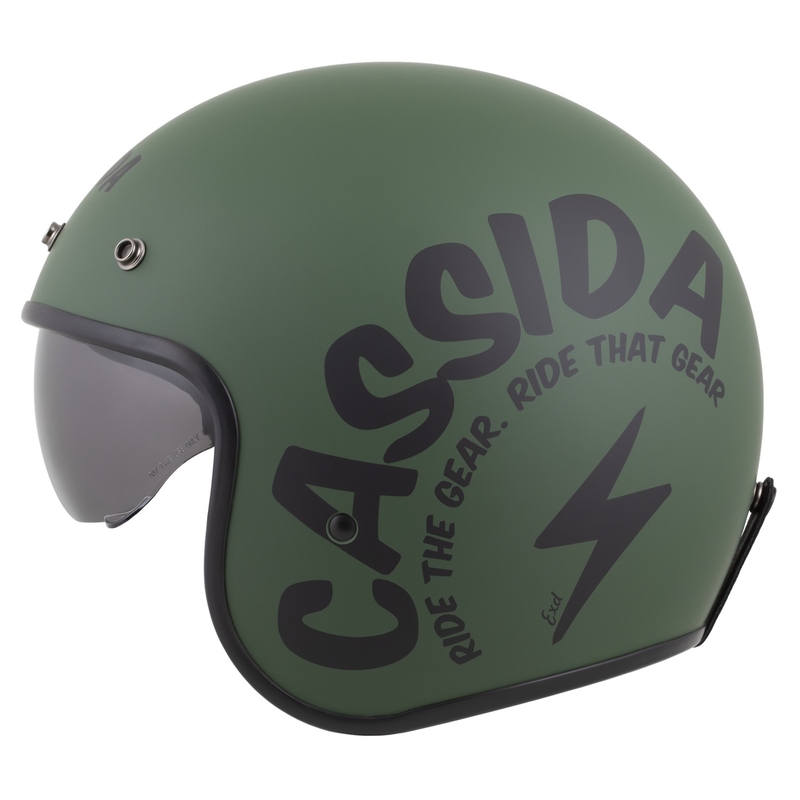 Cassida Oxygen 2.0 Gear atvērtā moto ķivere matēti zaļgani melna