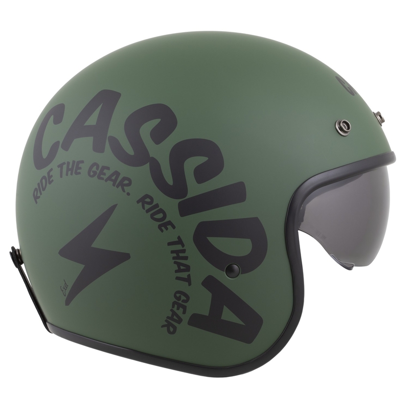 Cassida Oxygen 2.0 Gear atvērtā moto ķivere matēti zaļgani melna