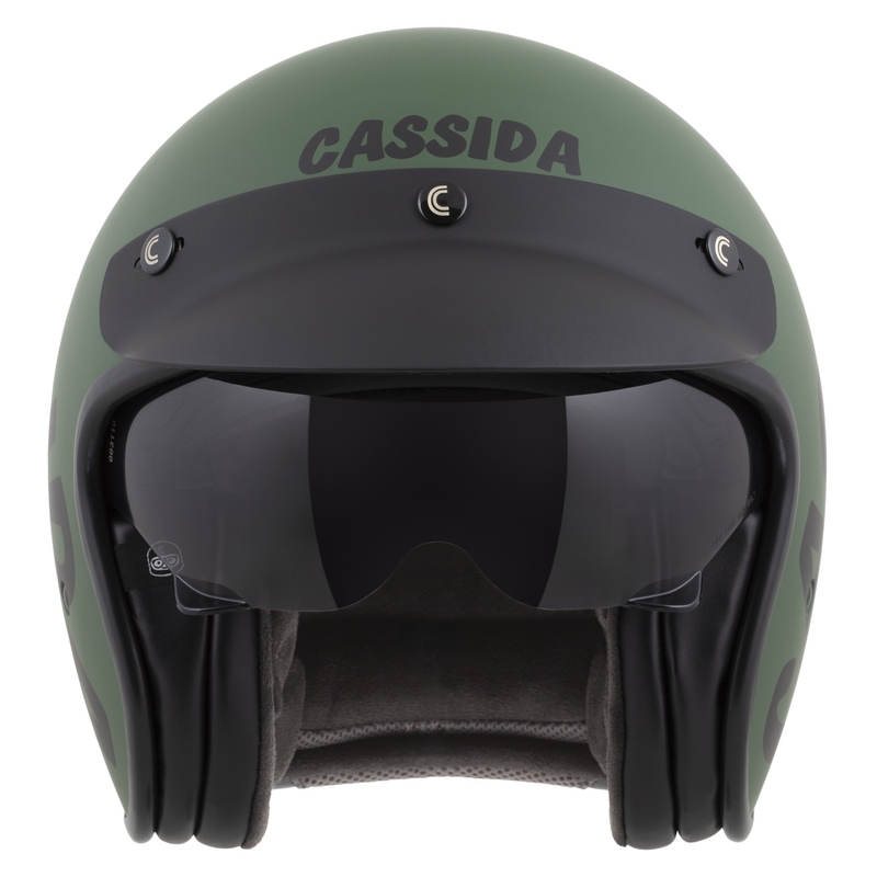 Cassida Oxygen 2.0 Gear atvērtā moto ķivere matēti zaļgani melna