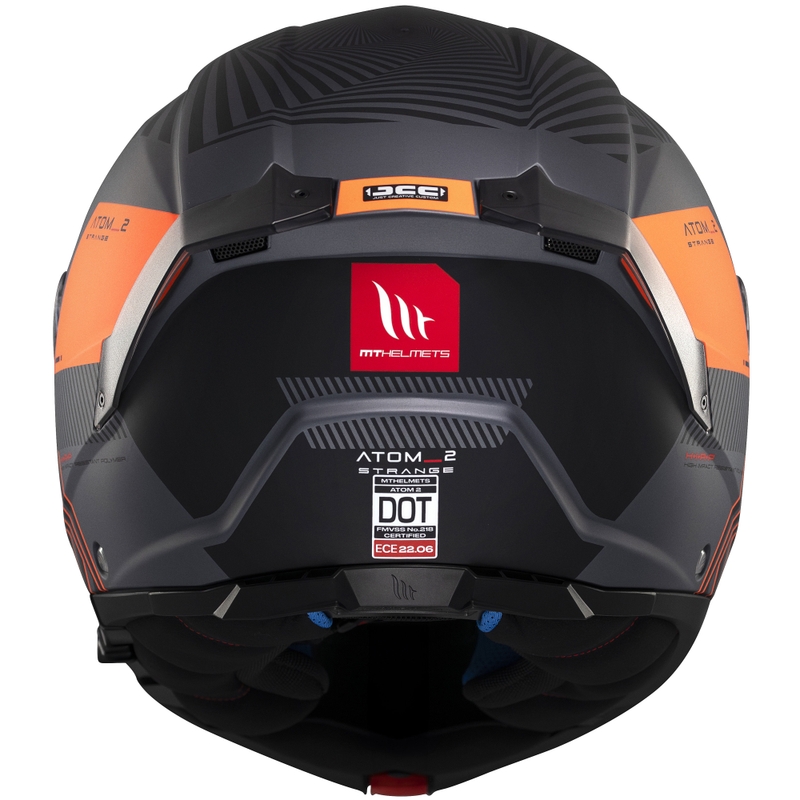 MT Atom 2 SV Strange flip-up motociklu ķivere matēta pelēka-melna-oranža