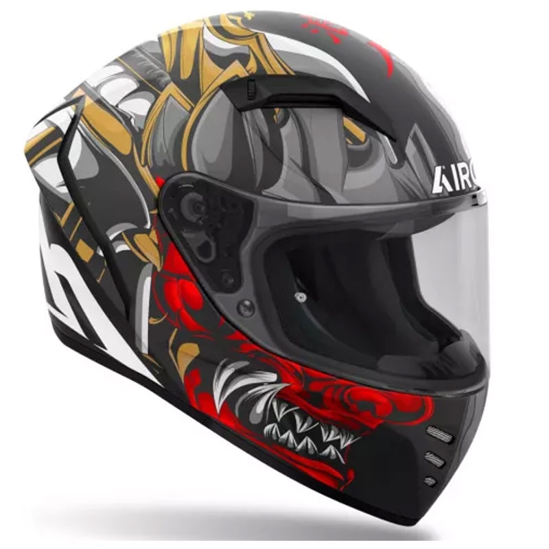 Integrēta motocikla ķivere Airoh Connor Samurai matēta melna-sarkana-brūna-pelēka