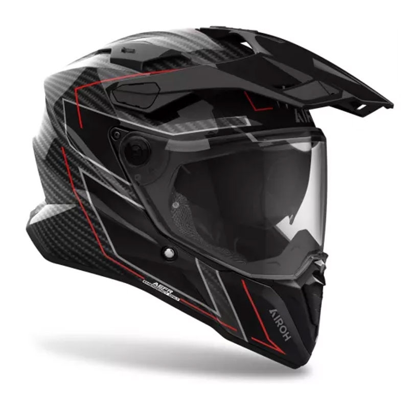 Airoh Commander 2 Carbon Stilīga melni sarkana enduro ķivere