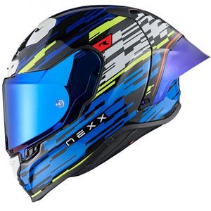 Integrēta motocikla ķivere Nexx X.R3R Glitch Racer zili-fluo dzeltena