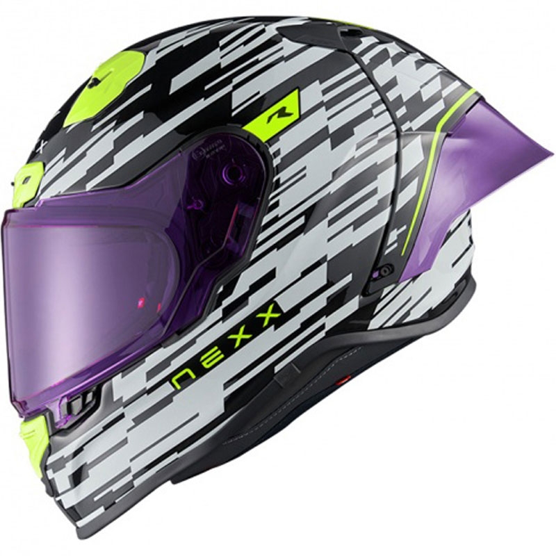 Integrēta motocikla ķivere Nexx X.R3R Glitch Racer balta-fluo dzeltena izpārdošana