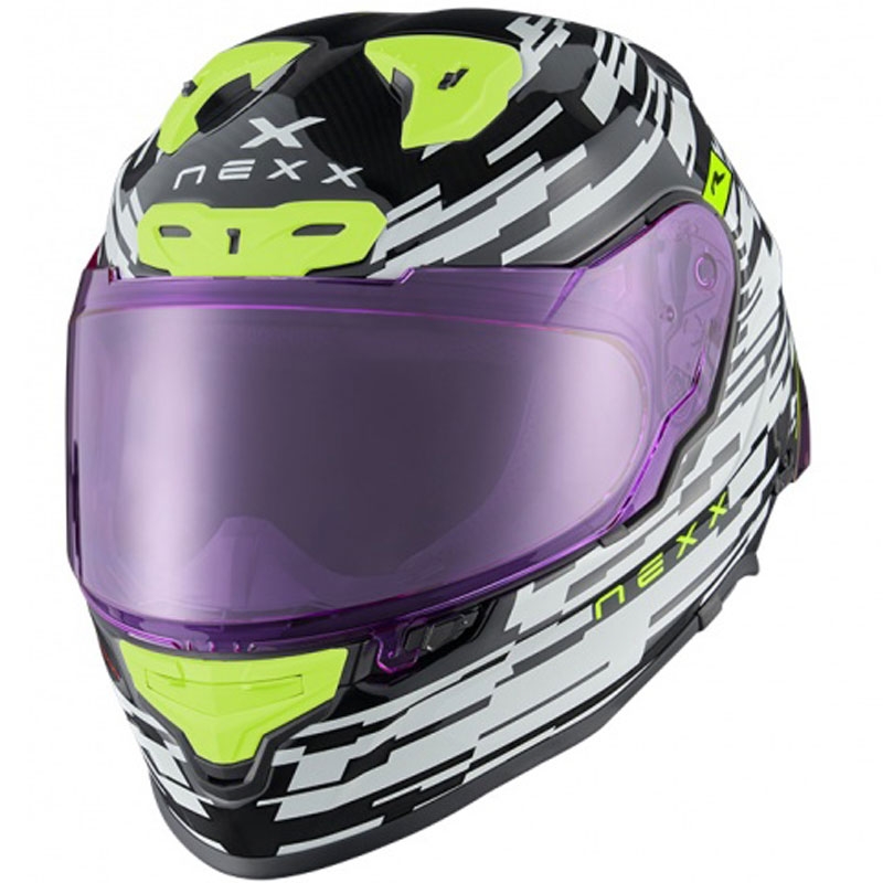 Integrēta motocikla ķivere Nexx X.R3R Glitch Racer balta-fluo dzeltena izpārdošana