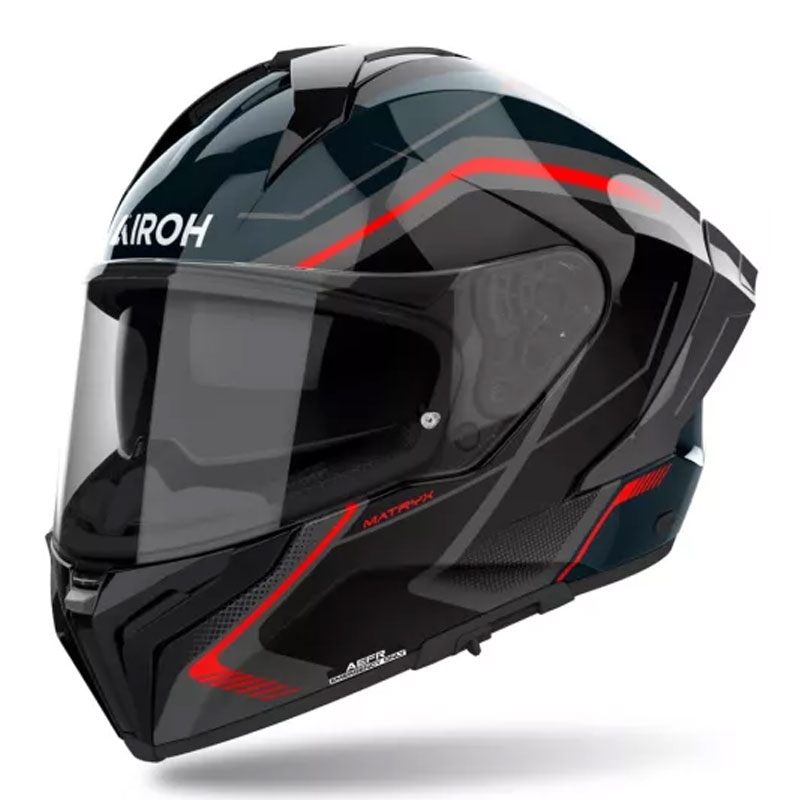 Integrālā motocikla ķivere Airoh MATRYX Wide melna-pelēka-sarkana