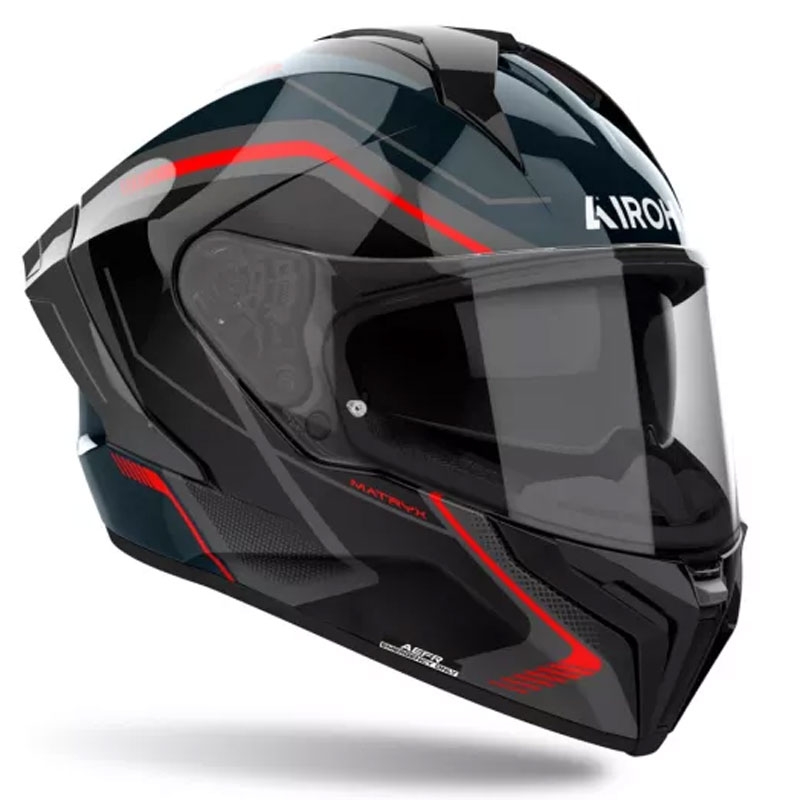 Integrālā motocikla ķivere Airoh MATRYX Wide melna-pelēka-sarkana