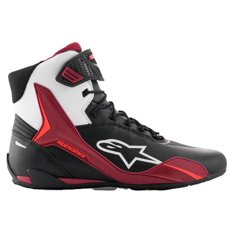 Alpinestars Faster-4 melni-balti-tumši sarkani motocikla zābaki