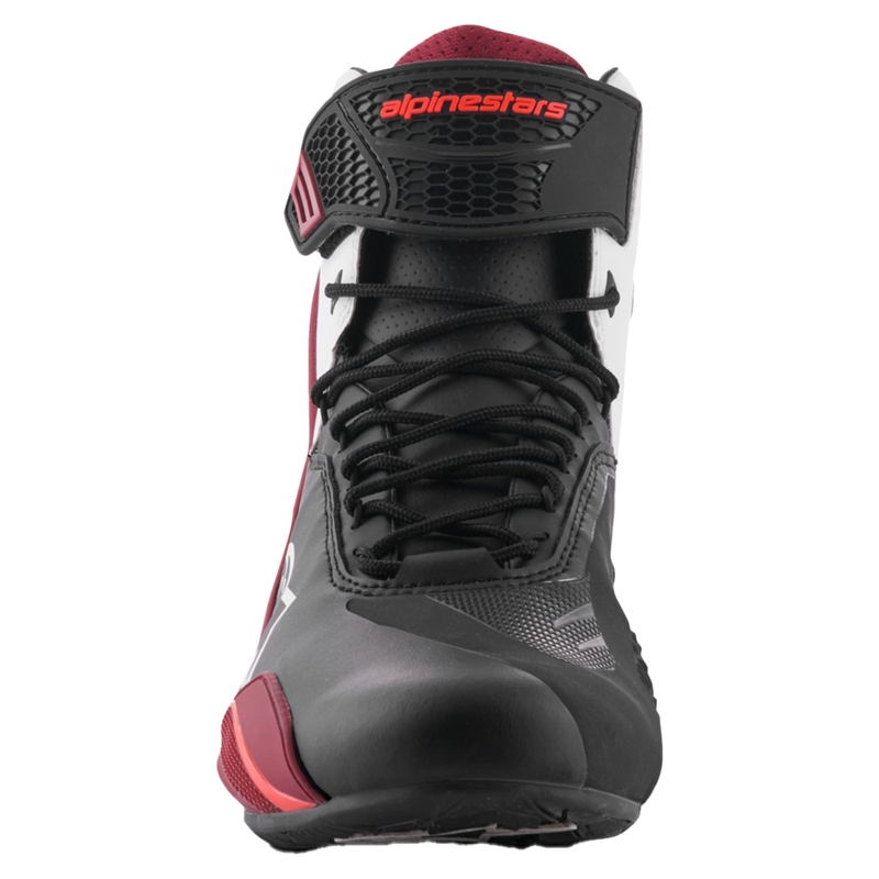 Alpinestars Faster-4 melni-balti-tumši sarkani motocikla zābaki