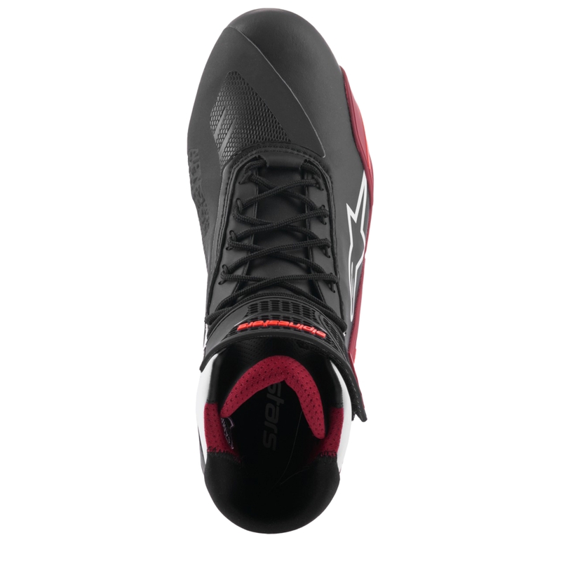 Alpinestars Faster-4 melni-balti-tumši sarkani motocikla zābaki